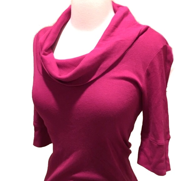Express Deep Fuchsia Pink Cowl Neck Top - Picture 3 of 3